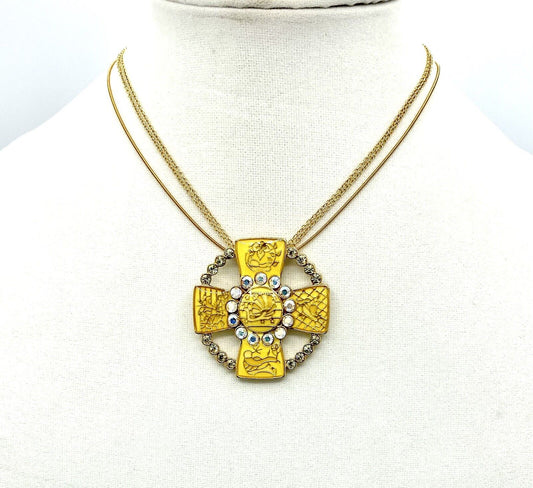 Pilgrim Jewelry Genuine Swarovski Crystal Enameled Necklace 14 Ct Gold Plate $17