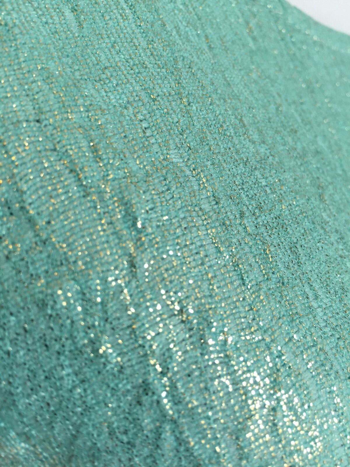 TAVI Pale Green Aqua And Gold Sparkle Top. Zip Detail Size S $28