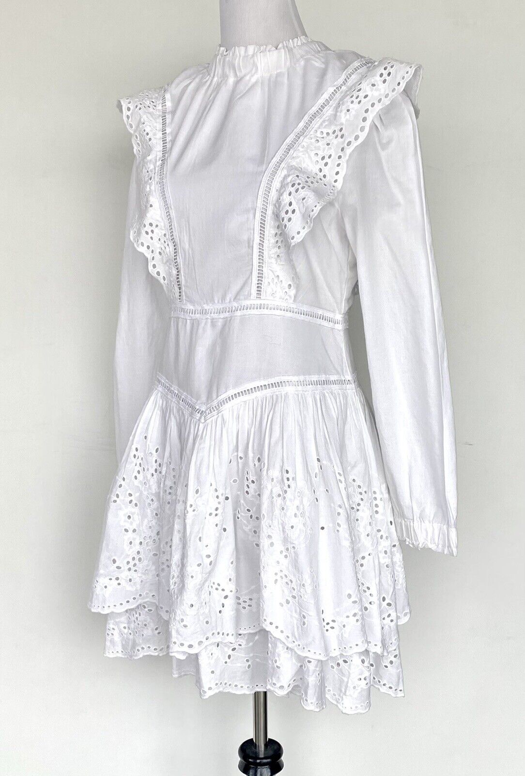 Allsaints Aislyn Broiderie Eyelet White Dress NWT Size 2 Retail $290 Price $158