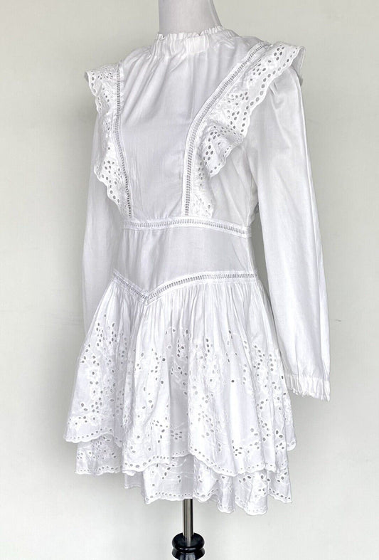 Allsaints Aislyn Broiderie Eyelet White Dress NWT Size 2 Retail $290 Price $158
