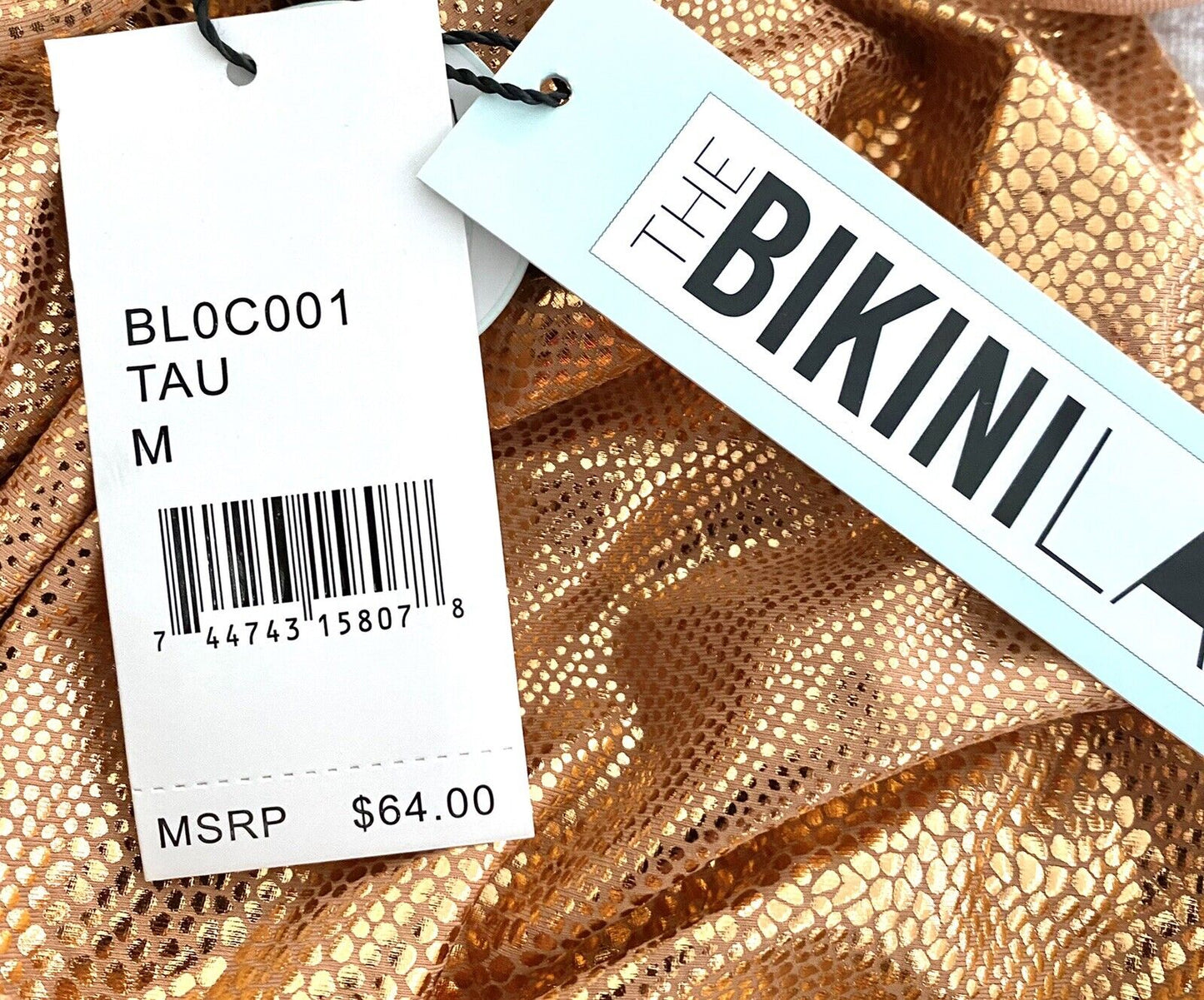 The Bikini Lab Womens Metallic Bronze Lace-Up Swimsuit $64