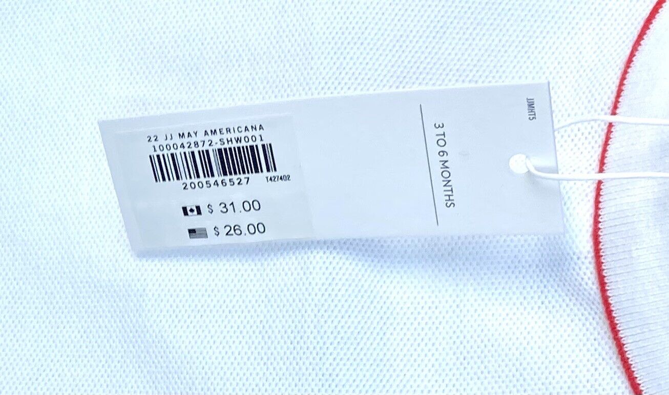 Janie And Jack Flag Pique Polo Bodysuit 3-6 M Price $26 NEW White