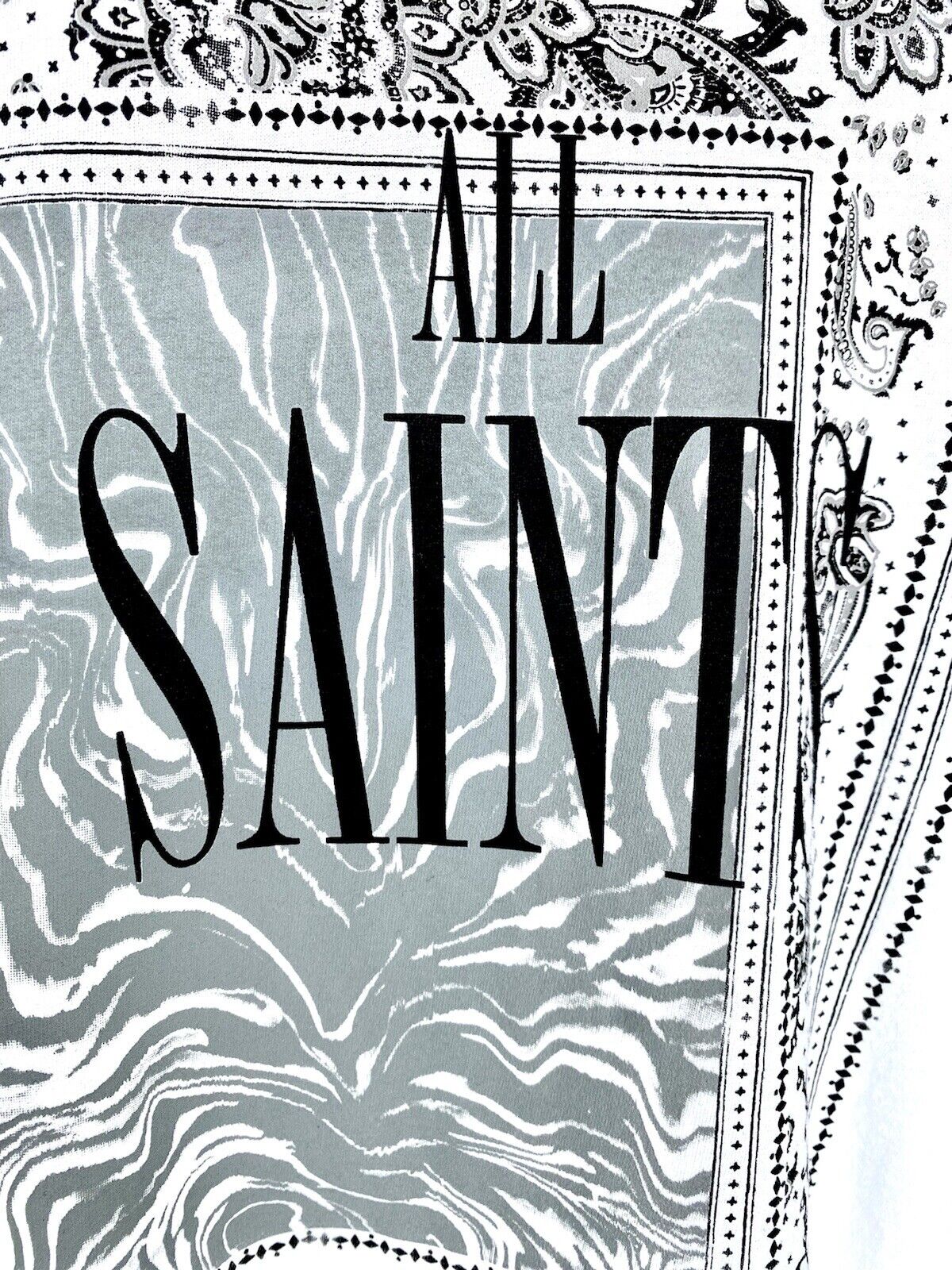 AllSaints Zebura Imogen Boy Tee NWT Price $39 Size XS/ S Roll Sleeve White