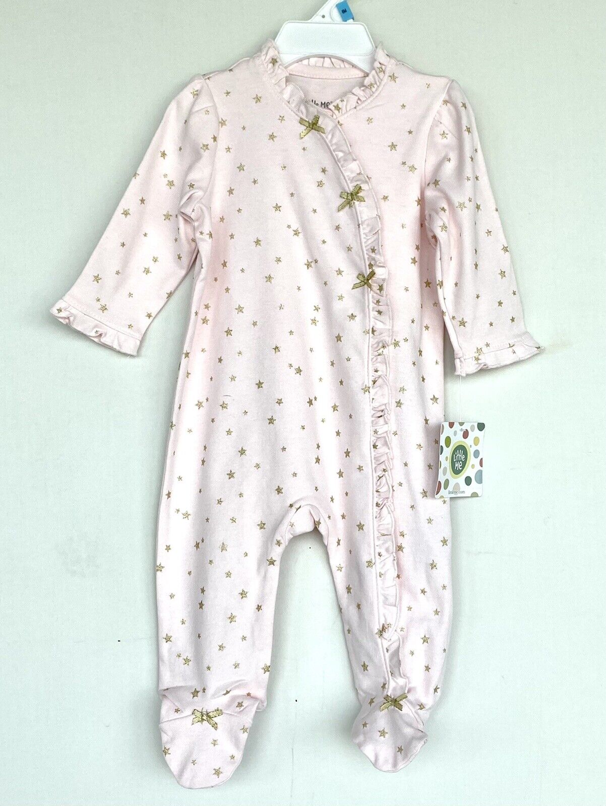 Little Me 2 Piece Bodysuit With Hat Pink Sparkle Stars 9 Months NWT Price $16