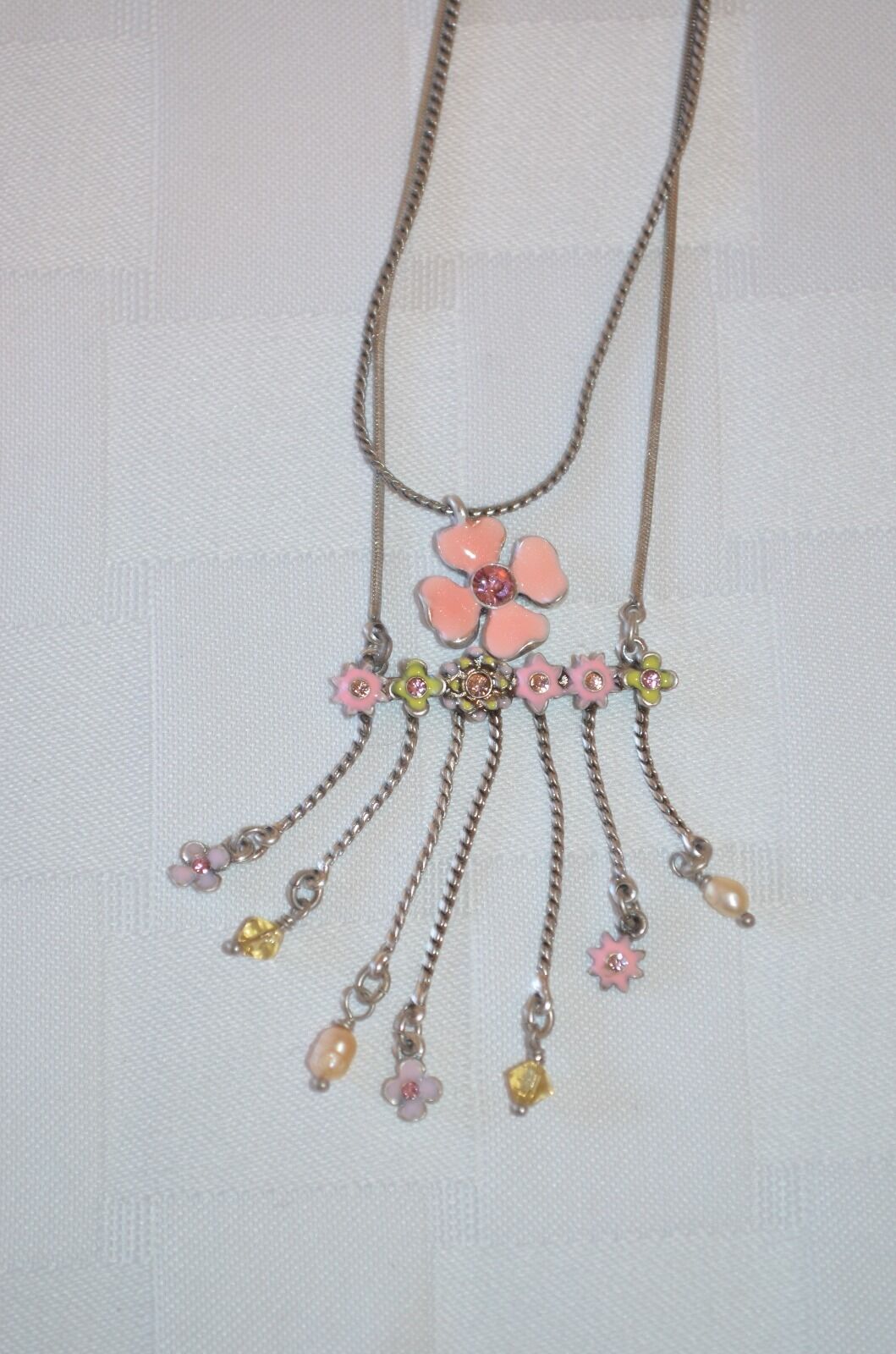 Pilgrim double chain enamel and Swarovski crystal necklace price $15
