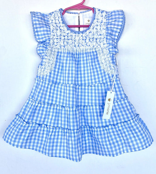 J Marie embroidered Juniper Dress 5T Retail $102 Price $49 Gingham Blue