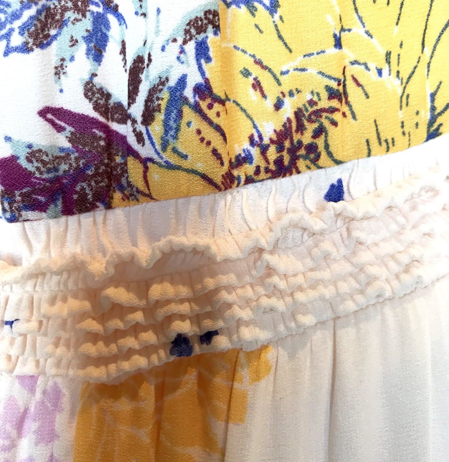 Free People Cream Pink Ruffle Top Retail $88 Price $48 NWT Size M