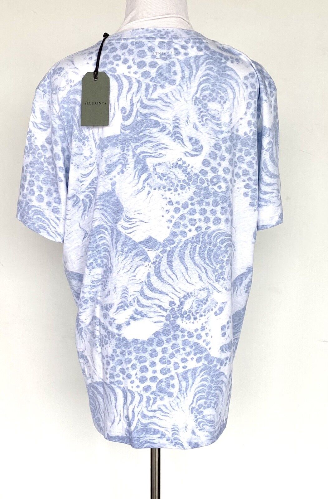 AllSaints Reverse Boyfriend Tee NWT Retails $69 Price $49.50 Size L Blue White