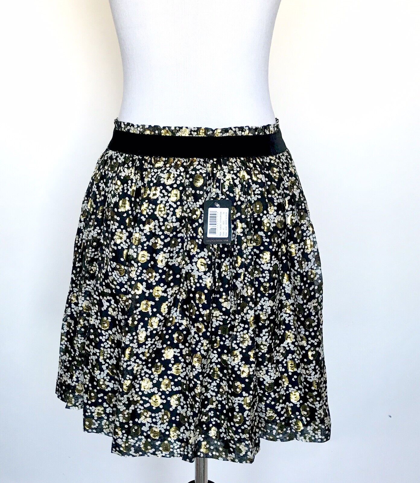 Maison Scotch Scotch & Soda Silk Gold Black Skirt NWT Retail $195 Price $43 XS