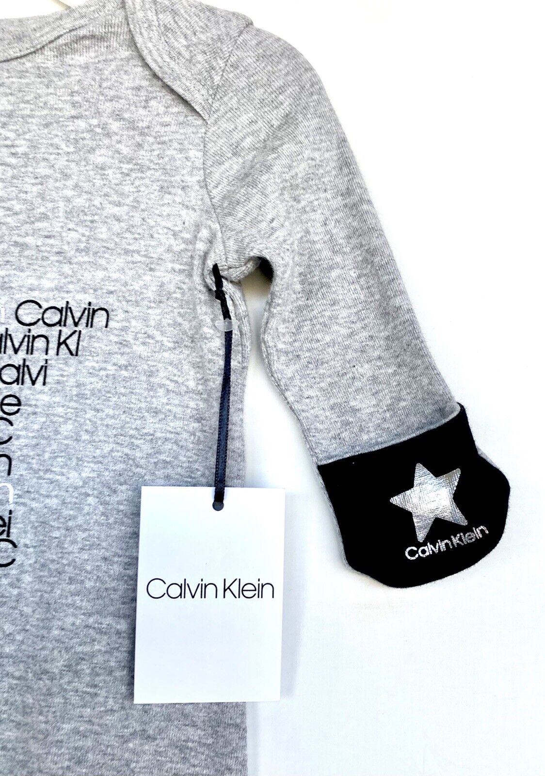 Calvin Klein Baby Grey Star Sleep gown Price $16.50 NWT One Size Hand Mittens