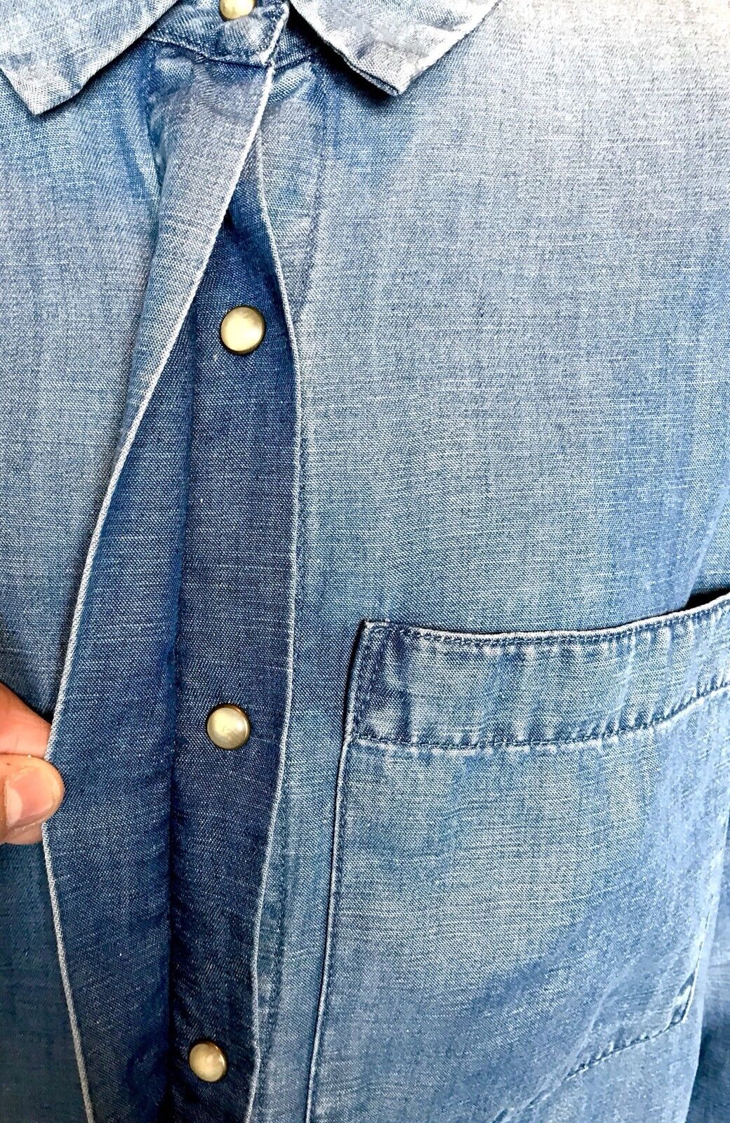 AllSaints Biella Light Denim Shirt NWT Retail $160 Price $75 Size 2 All Saints