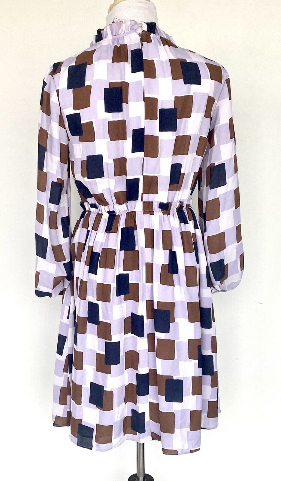 Kate Spade Geo Squares Ruffle Dress. NWT Retail $378 Price $155 Size 6