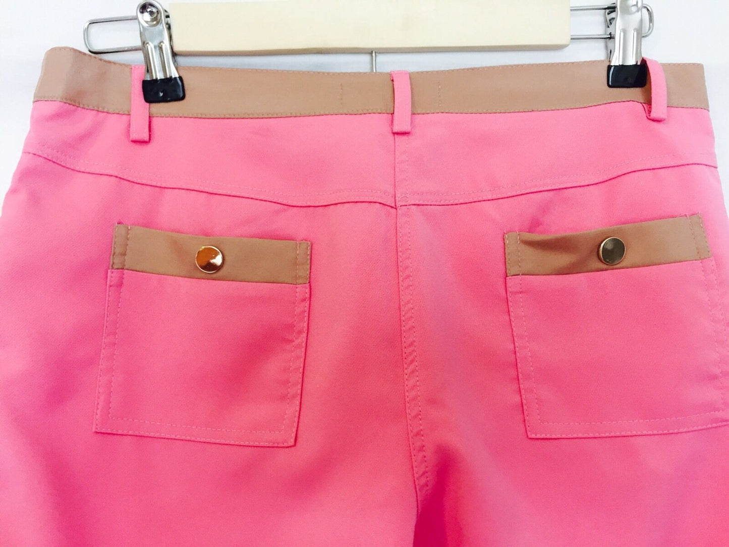 Carla Giannini Gold Italian Designer cropped tapered pink Pants NWT size M $25