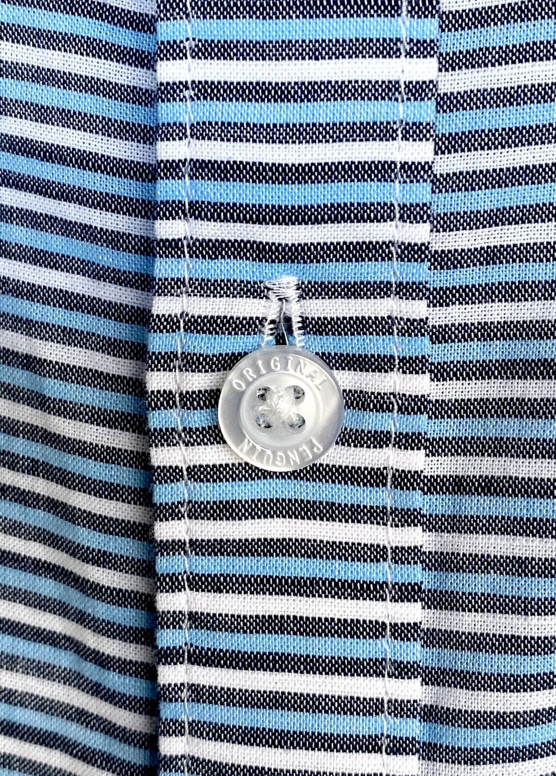 NWT Penguin Size Medium Stripe SS Shirt Retail $85 Price $45 Cotton