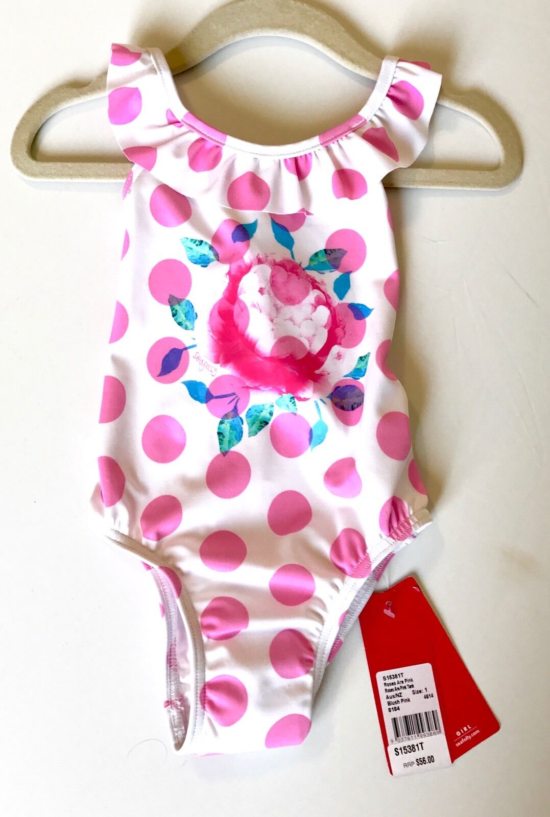 Seafolly Roses Are Pink Swimsuit 12-18 Months NWT Retails $56 Price $24