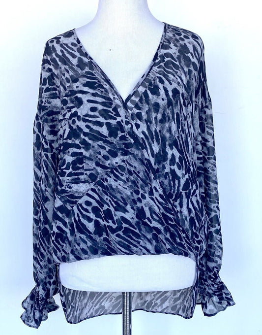 AllSaints Penny Ambient Top Animal Print Retail $150 Price $69 Size XS Chiffon