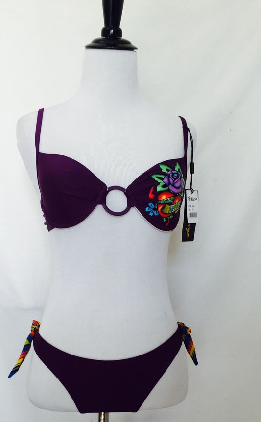 Envya Purple Bikini.Rose Heart Picture NWT Size S. PRICE $28