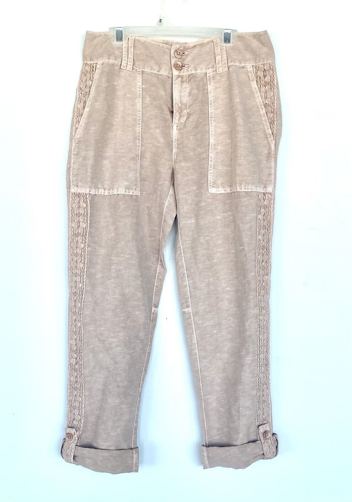 Sundance Organia Cotton Pants Lace Side Panel Retail $98 Price $56  Size 2