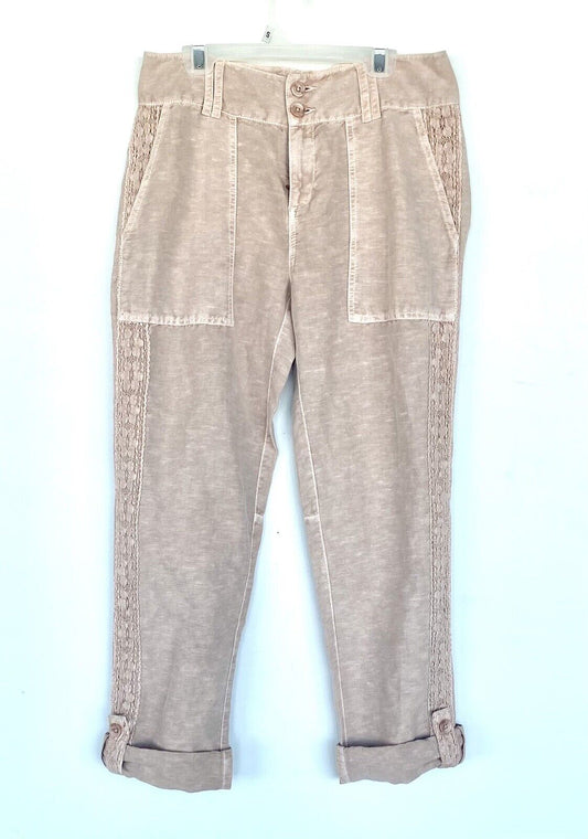 Sundance Organia Cotton Pants Lace Side Panel Retail $98 Price $56  Size 2
