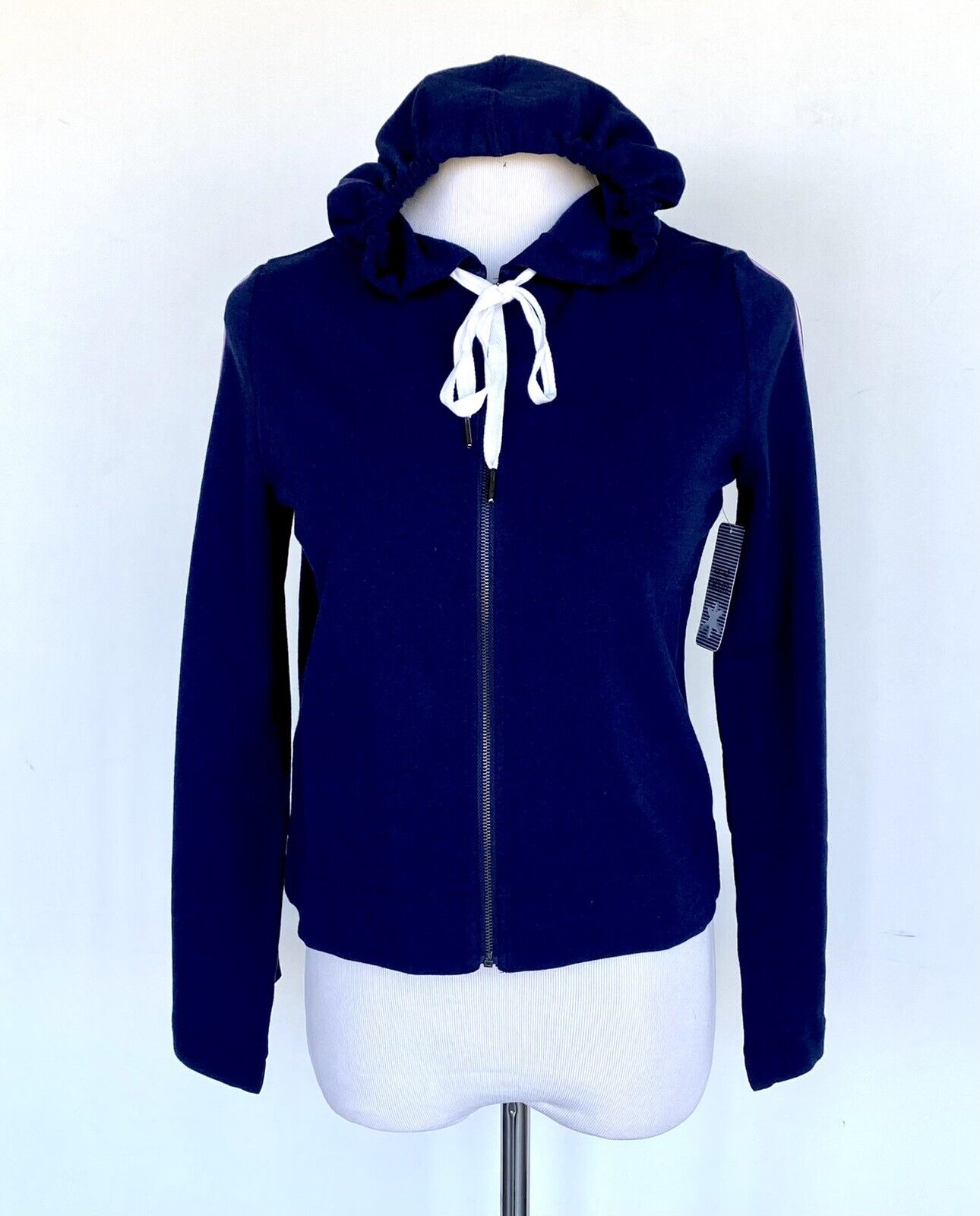 Splendid Hoodie Zip Jacket Navy Bell Sleeve With Stripes Retail $88 Price $39 XS