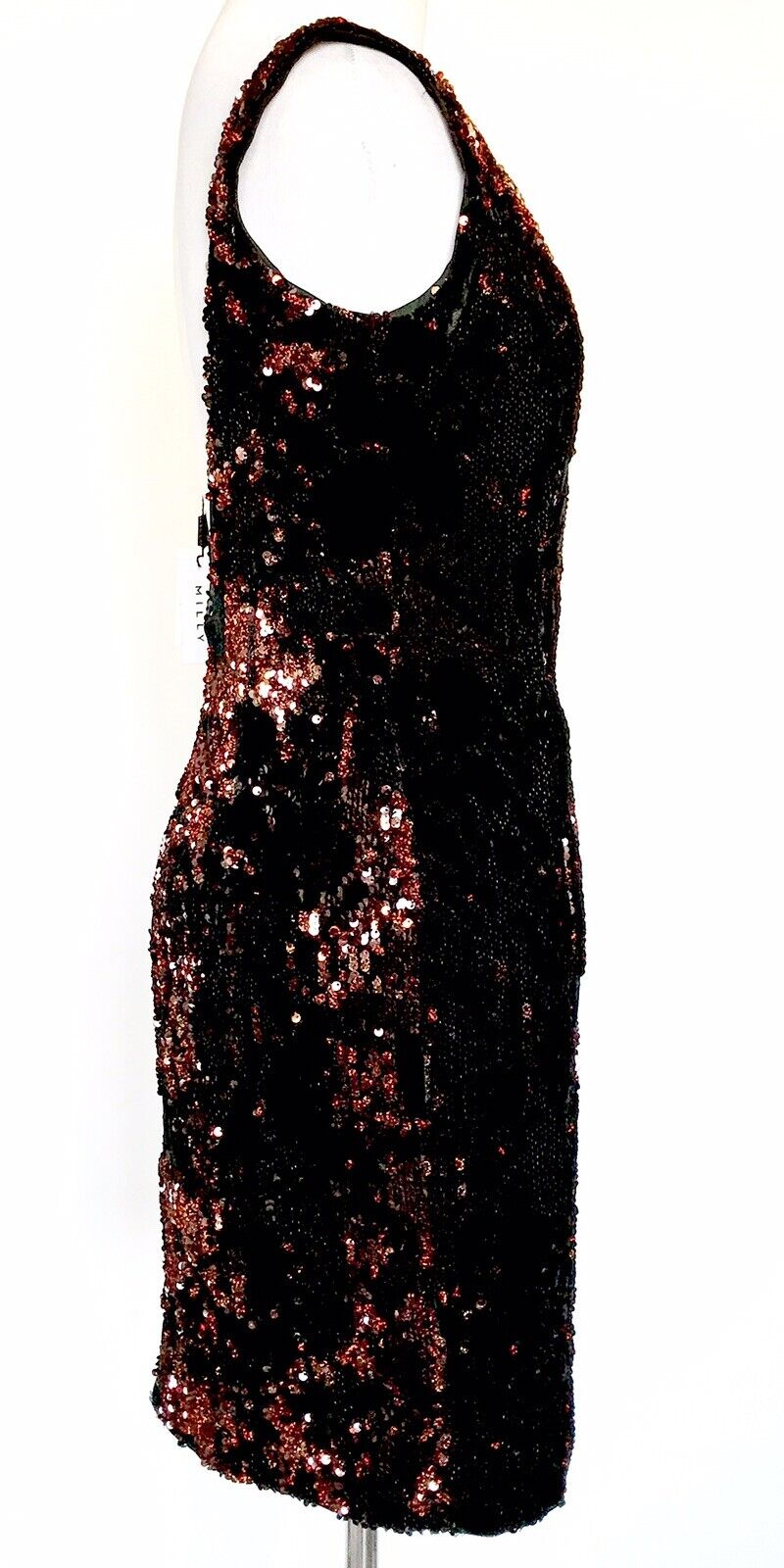 Milly Black Velvet & Copper Sequin Dress. Retail $395 Price $89 Size 2