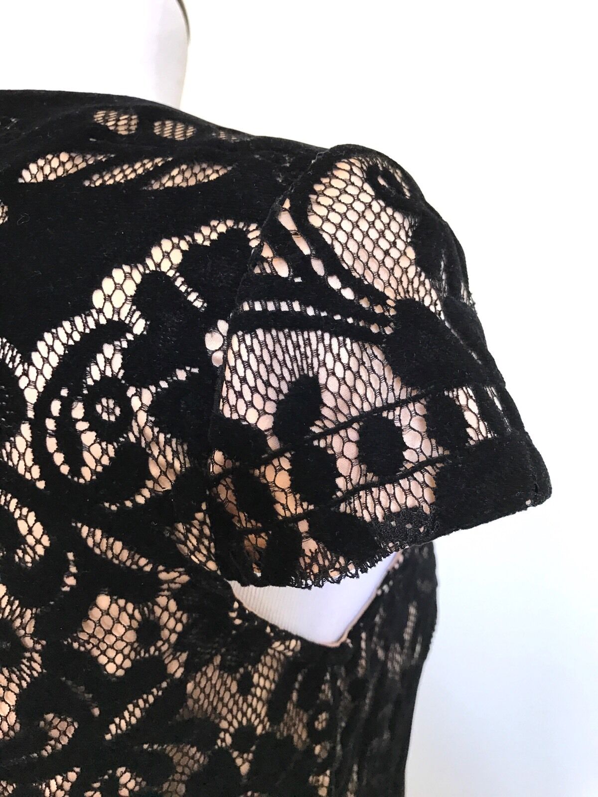 Eliza J Black Velvet & Lace Dress Nude Slip NWT Retails $138 Price $69 Size 6P