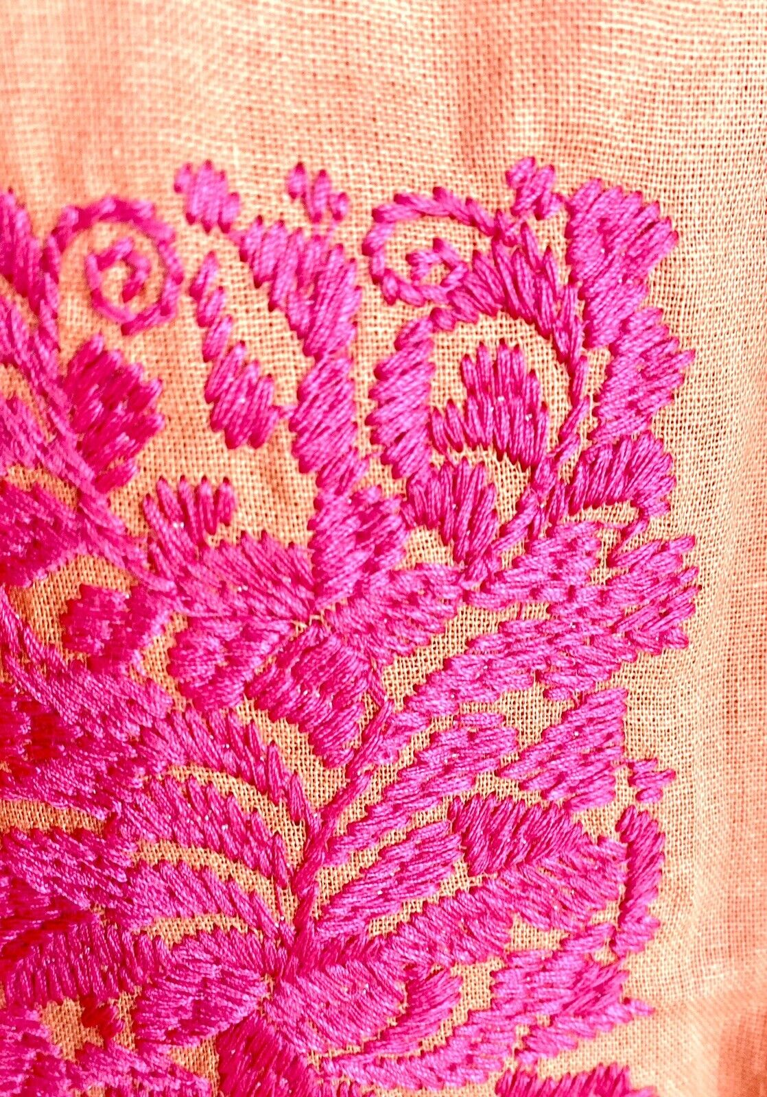 J Marie embroidered Linen Roe Top size XS Retail $102 Price $56 orange Pink