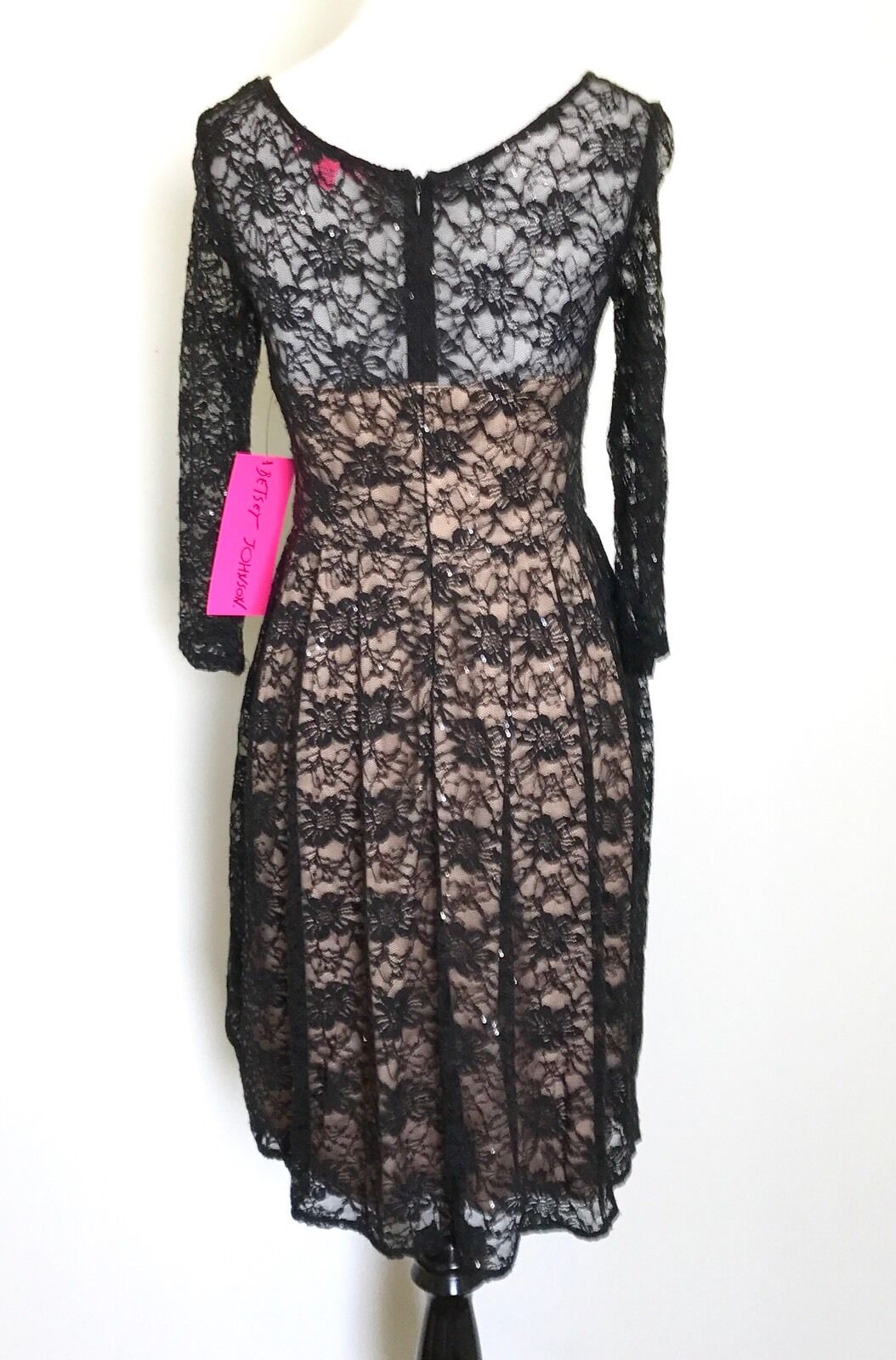 Betsey Johnson Black Lace & Nude Dress. Size 2. Retails $148 Price $52 NWT