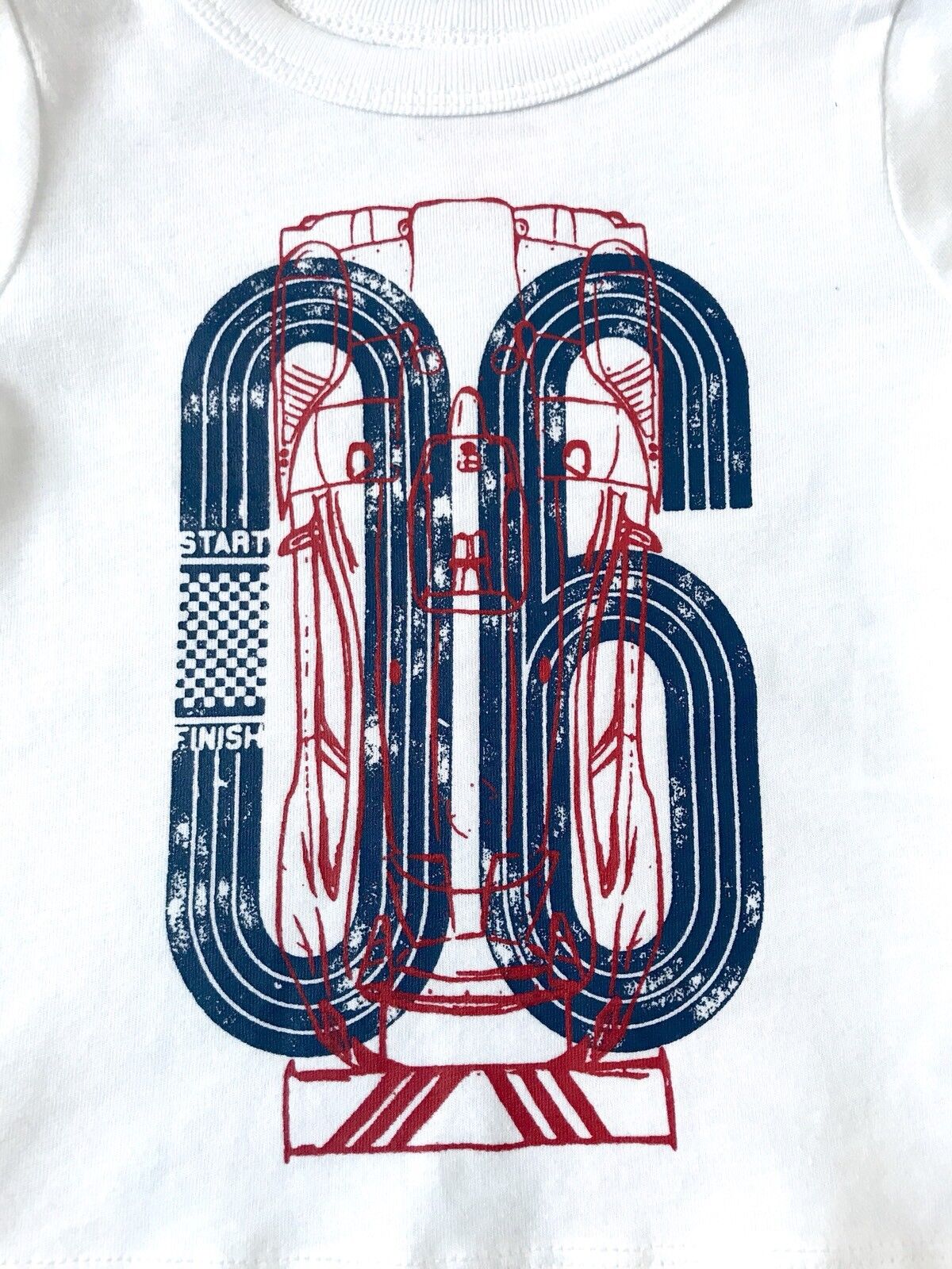 Joe Fresh Baby White Racing Track 06 Long Sleeve Top. Price $9  6-12 Months
