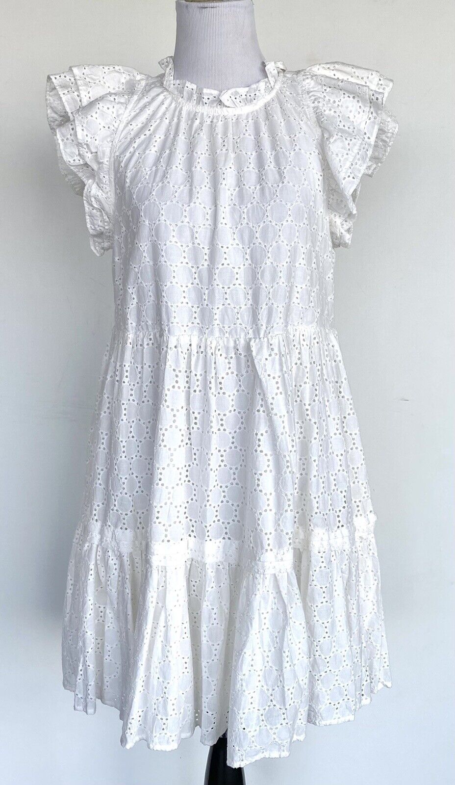 Olivaceous Ivory White Eyelet Embroidered Dress S Retails $98 Price $68