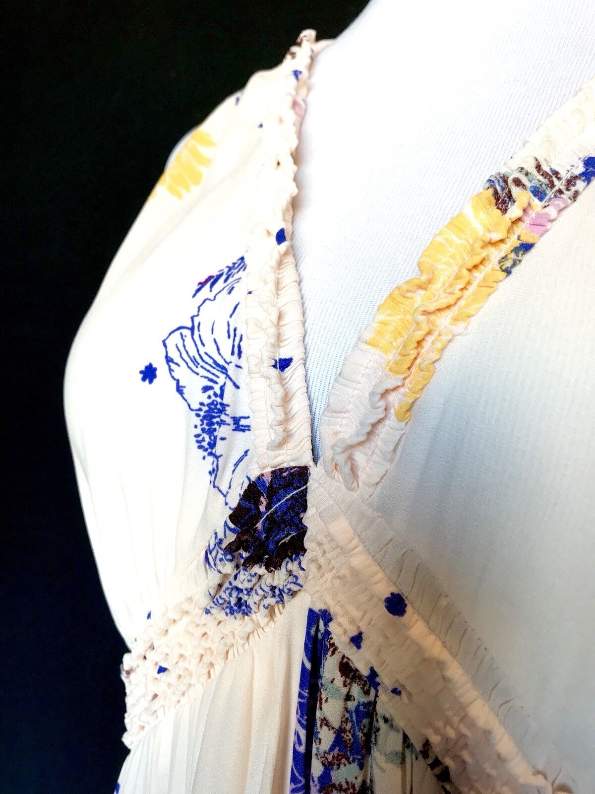 Free People Cream Pink Ruffle Top Retail $88 Price $48 NWT Size M