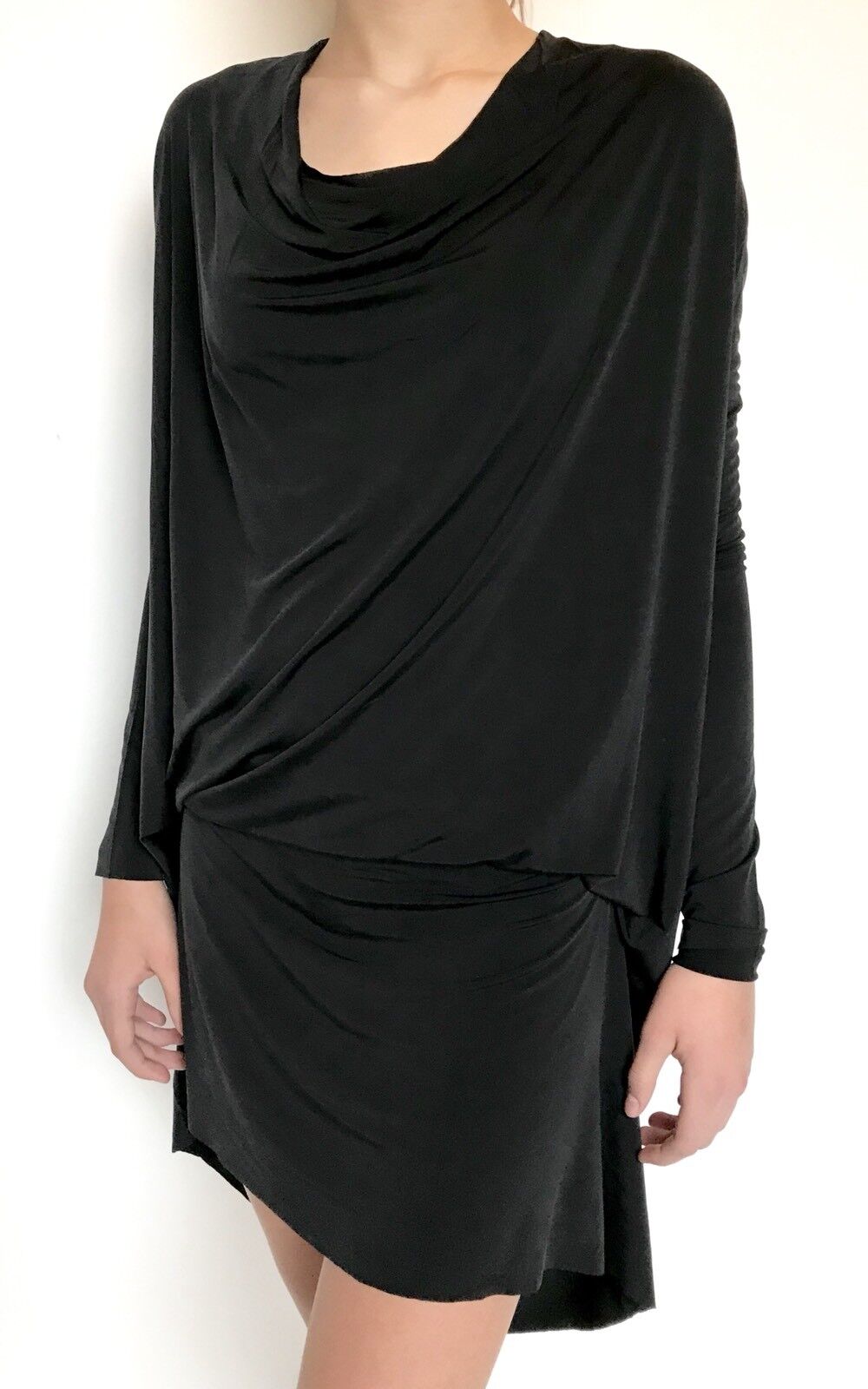 AllSaints Amei LS Black Dress. Retails $215 Price $98 NWT Silky Stretch Size XS