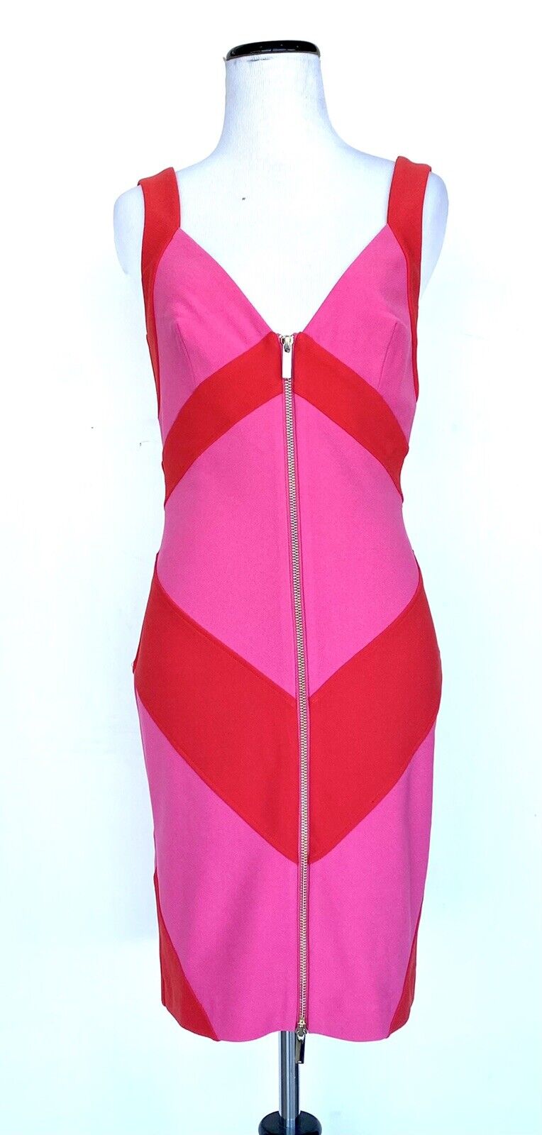 Karen Millen Striped Zip Through cocktail dress Size US 4 Retail $248 Price $149