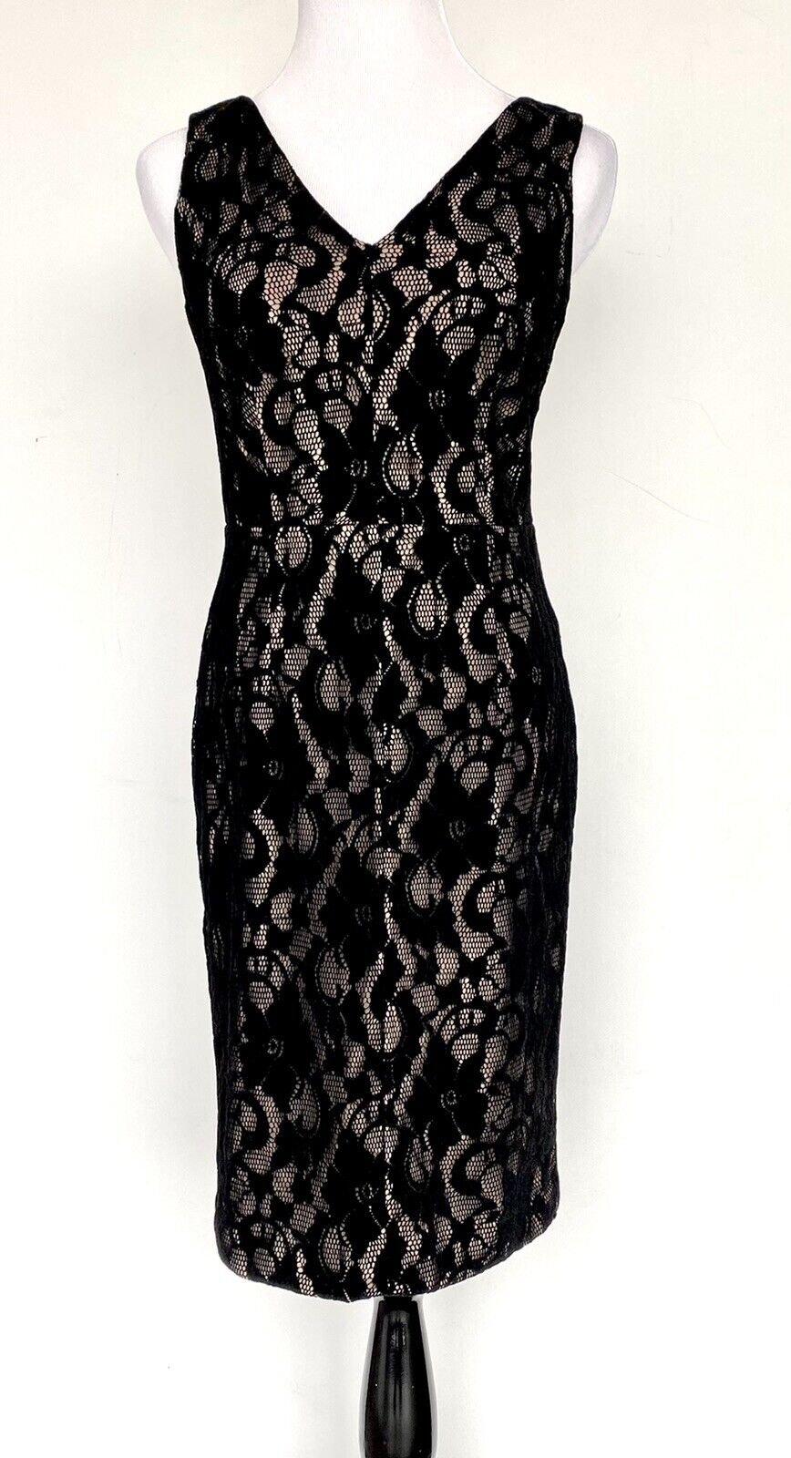 LAUREN RALPH LAUREN Black Velvet Lace Sheath Dress 4 Retail $170 Price $69 NWT