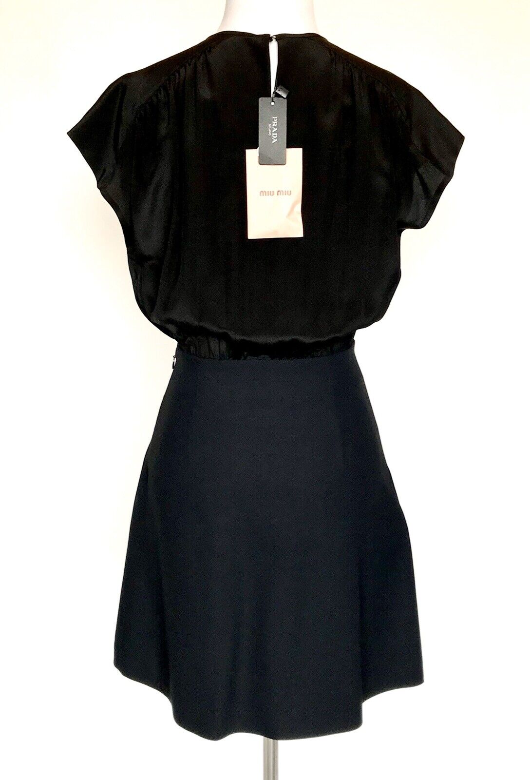 Miu Miu Black Silk Top Black Dress NWT Size IT 38 US 2 NEW Price $843