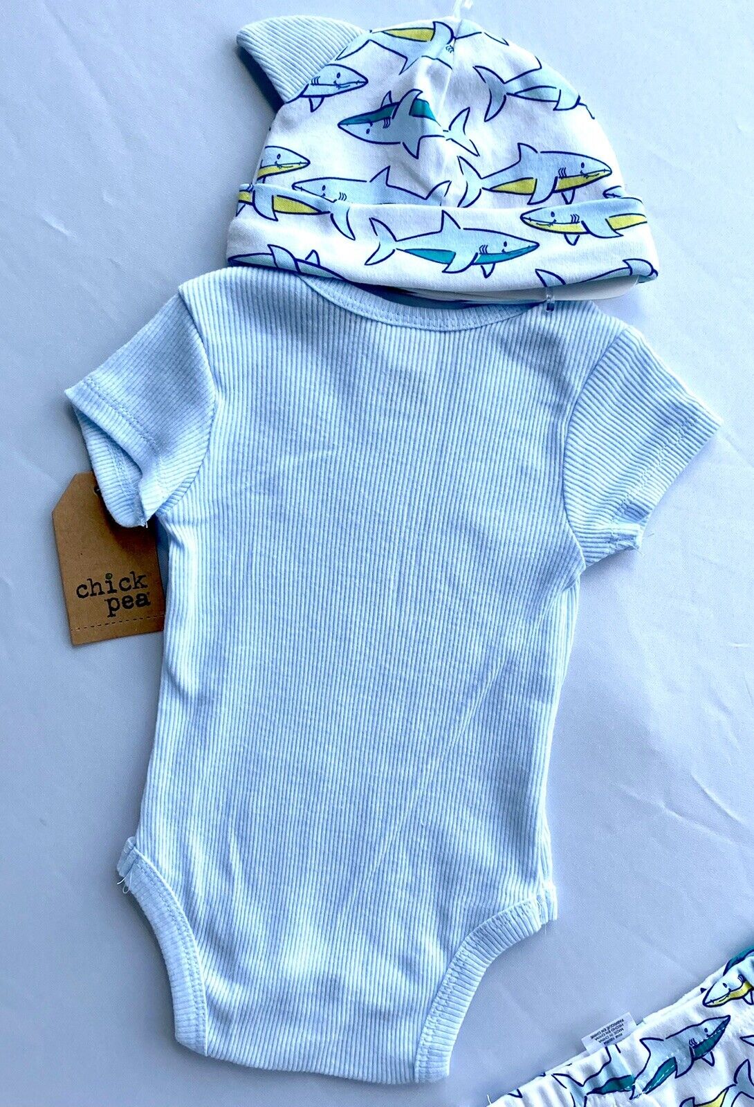 chickpea 3 Pc Set Sharks Retail $24 Price $19 0-3 Months NWT Body Hat Shorts