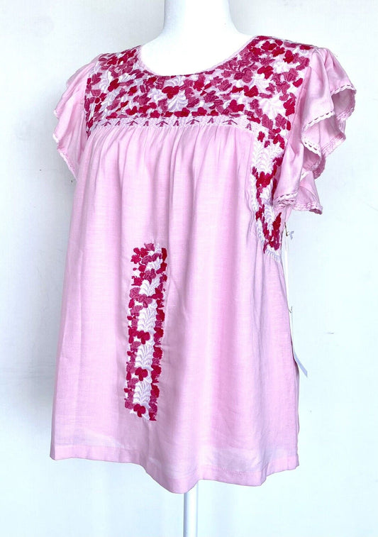 NWT J Marie embroidered Ainsley Top size S Retail $106 Price $56 pink