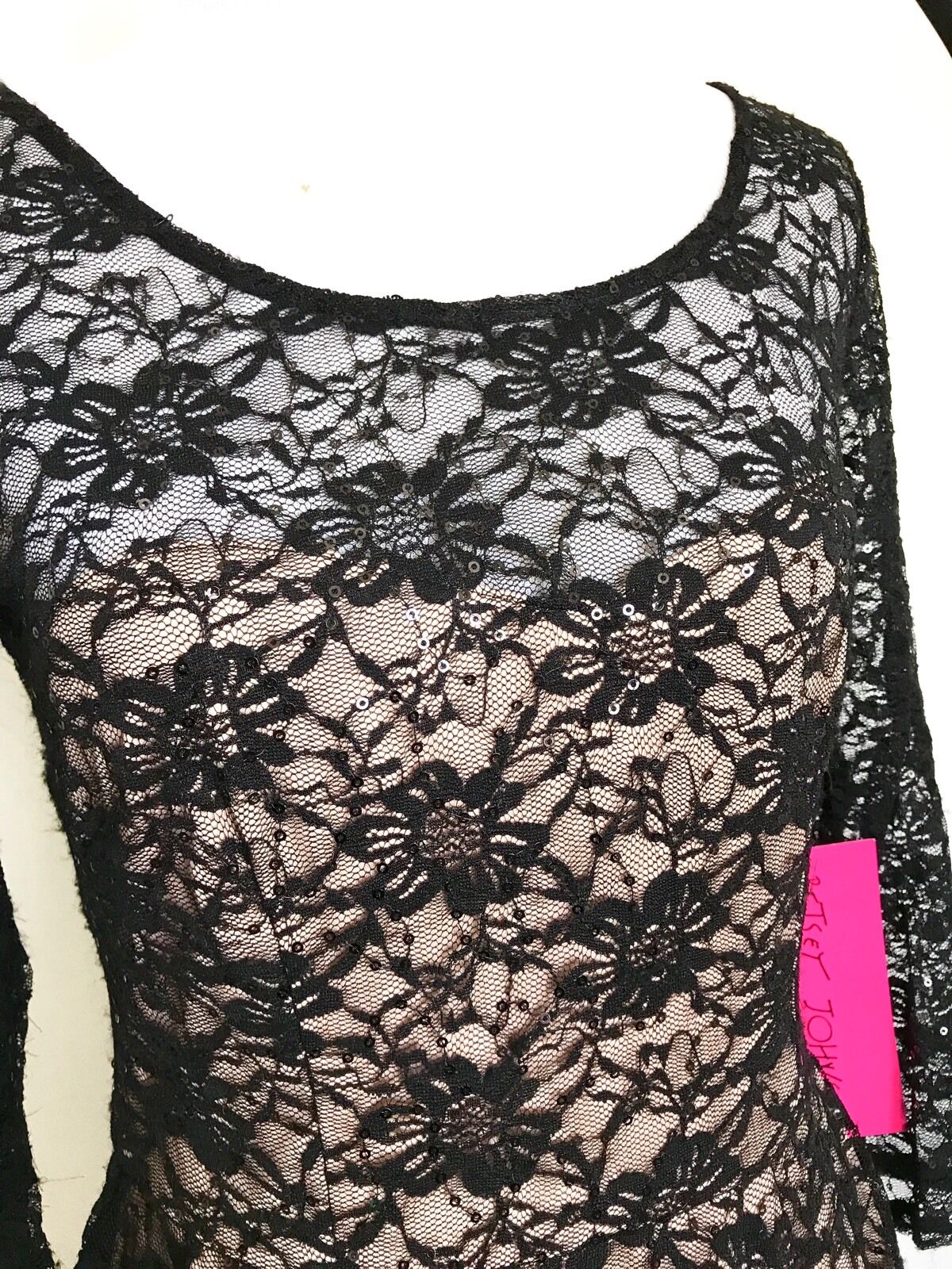 Betsey Johnson Black Lace & Nude Dress. Size 2. Retails $148 Price $52 NWT