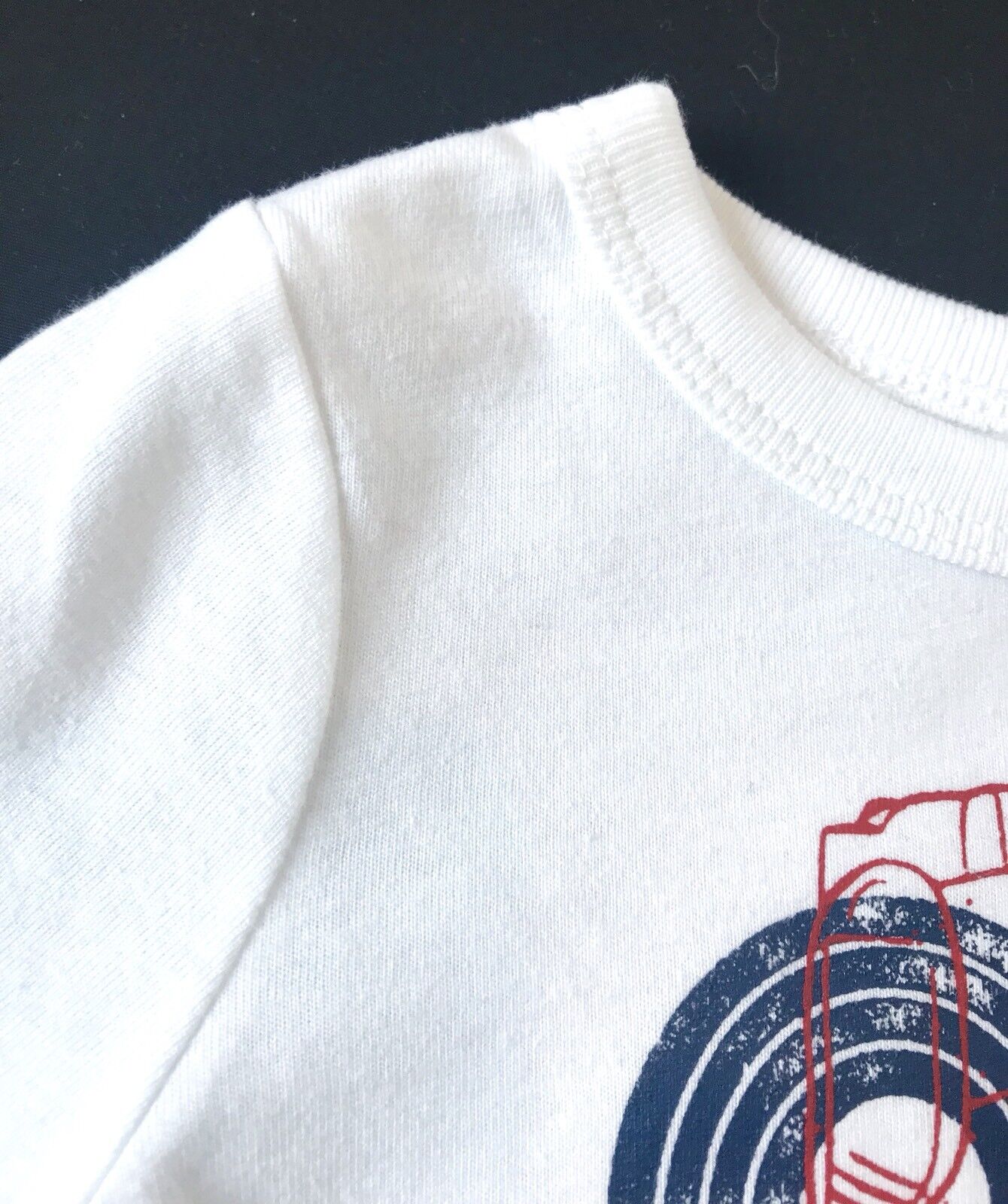 Joe Fresh Baby White Racing Track 06 Long Sleeve Top. Price $9  6-12 Months