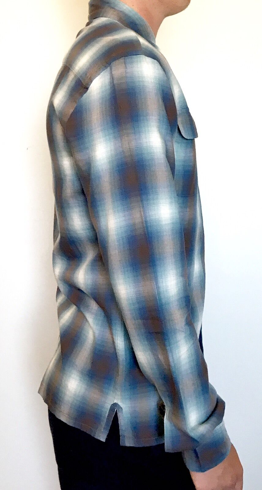 AllSaints Leinkauf Blue LS Shirt  Retail $160 NWT Price $68 All Saints XS