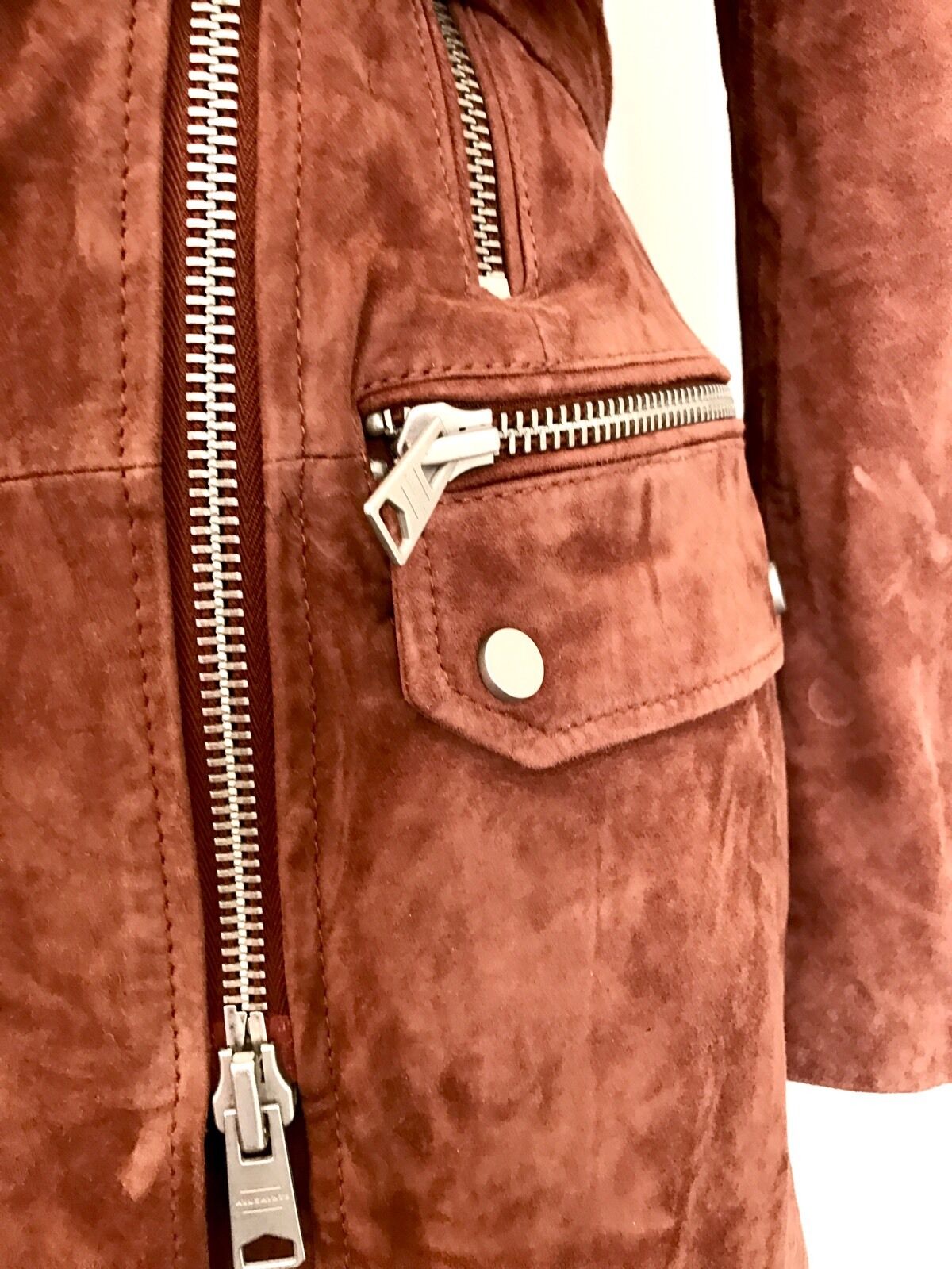 AllSaints Chiltern Brick Brown Leather Coat. NWT Retail $830 Price $455 Size 00