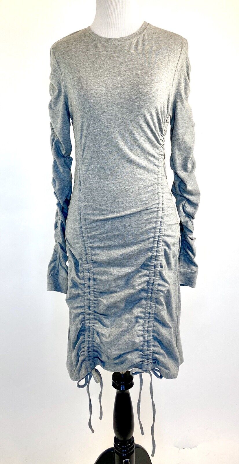 Kendall + Kylie Grey Ruched LS Stretch Dress S Retail $118 Price $72
