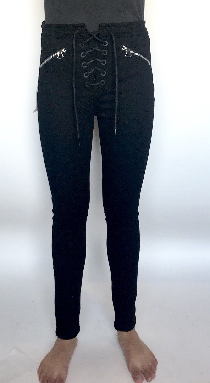 Rag & Bone Black Lace Up Gia Jeans. Size 25 Retail $265  Price $122 NWT