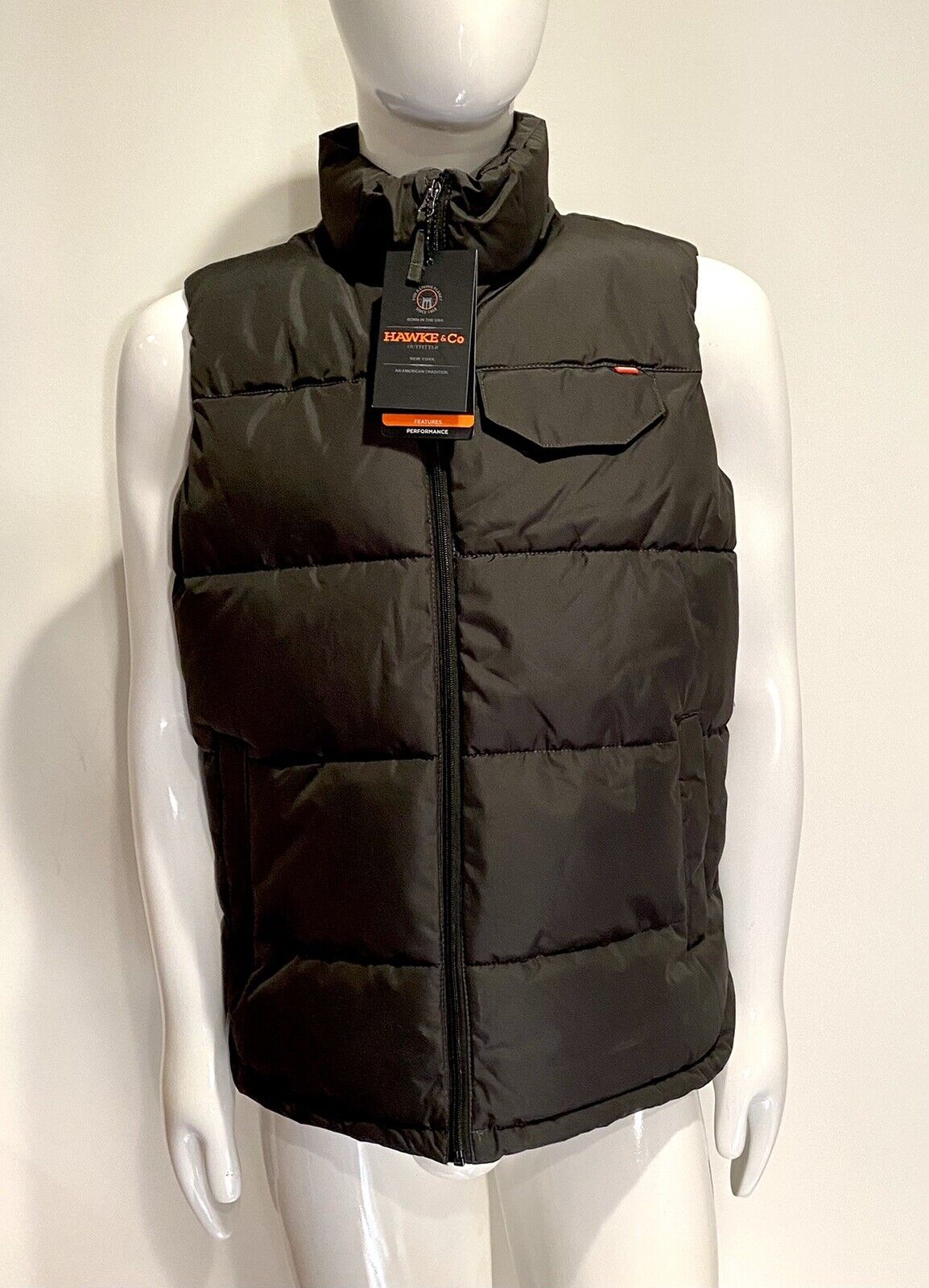 Hawke & Co Heavyweight Shell Carbon Puffa Vest Jacket Retail $150 Price $65 XL