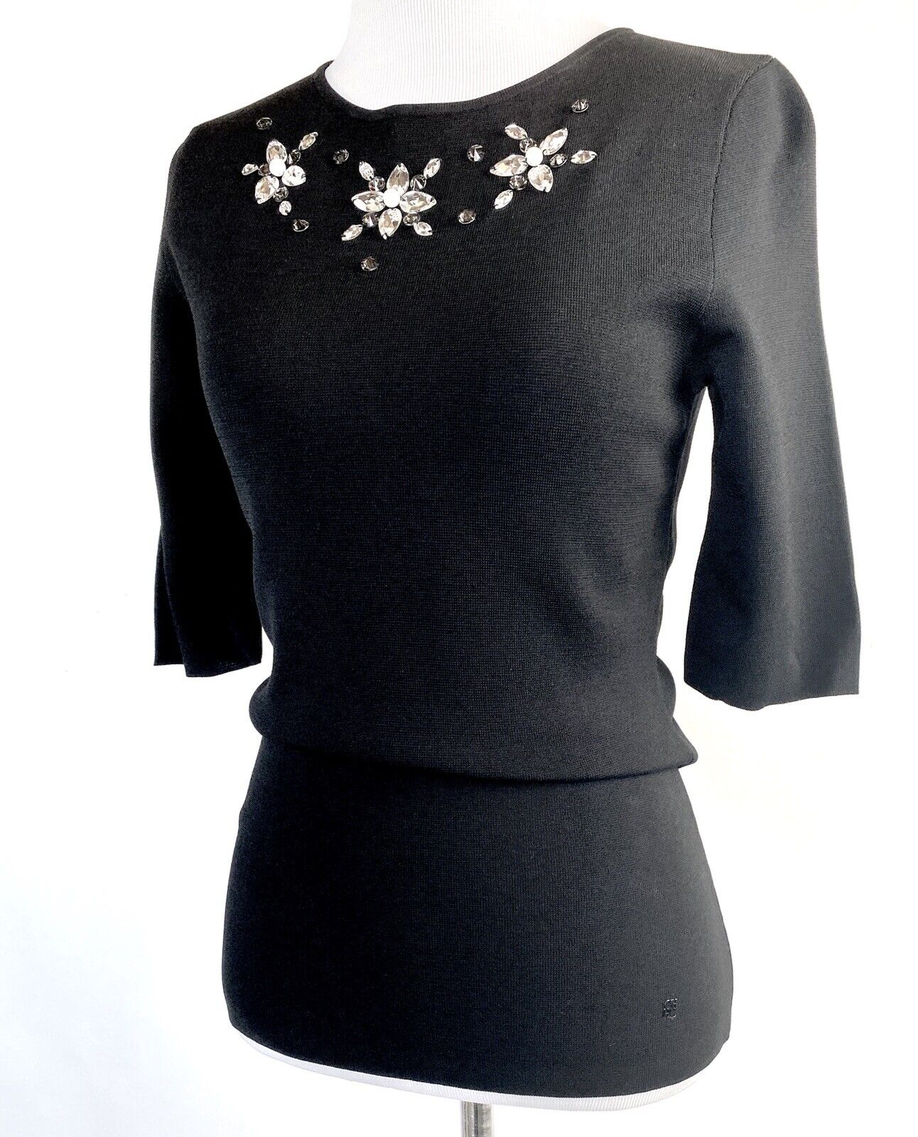 Carolina Herrera Diamanté Bead Keyhole Back Top NWT Retail $315 Price $194 XS