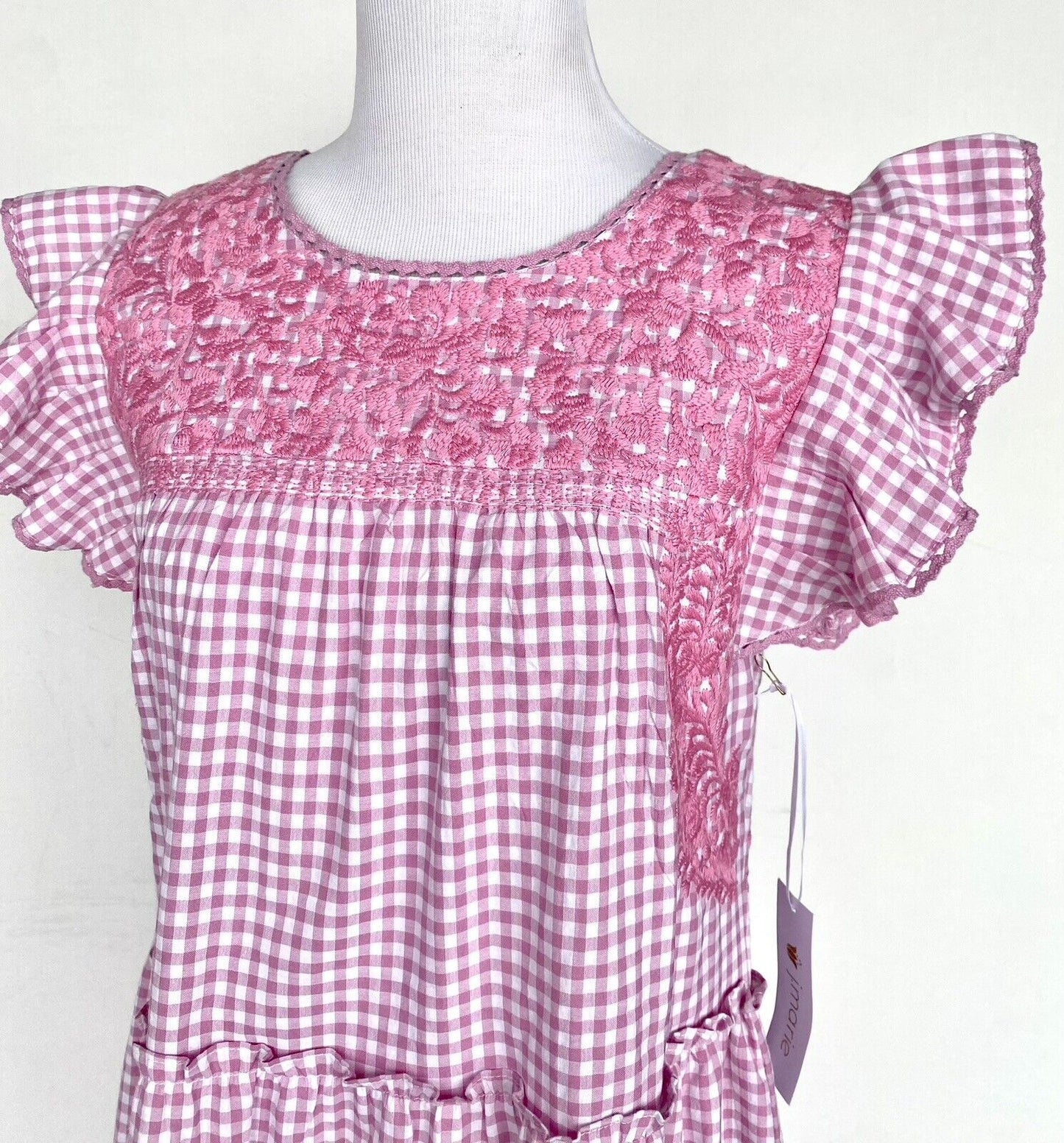 J Marie embroidered Genevieve MIDI Dress size XS Retail $140 Price $75 Gingham