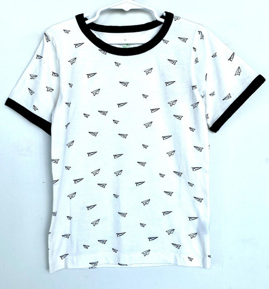 Kate Quinn Organic Cotton Ringer Crew Tee Paper Plane Retail $32 Price $25 Age 7