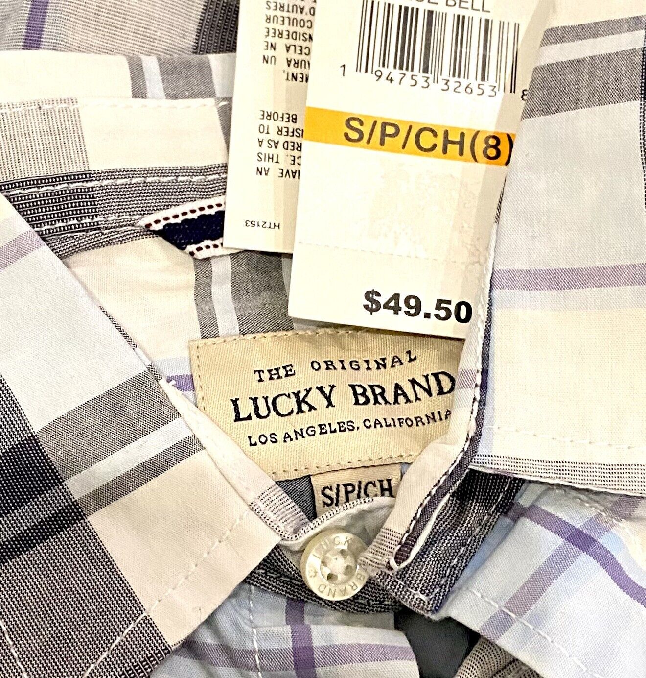 Lucky brand blue check plaid shirt retails $49.50 price $22 age 8￼ NWT