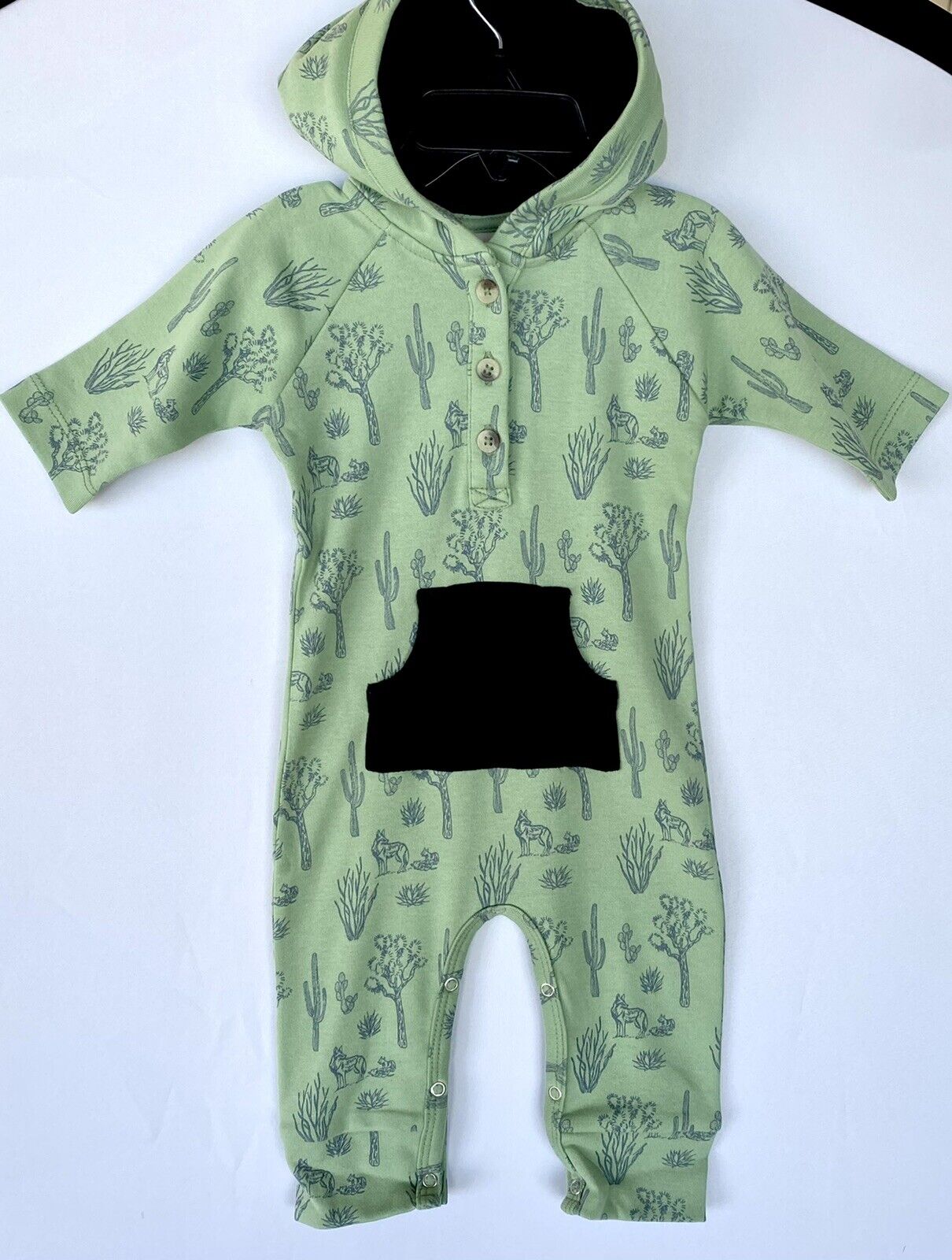 Kate Quinn 100% Organic Cotton Hooded Jumpsuit Retail $38 Price $28 0-3 M Green
