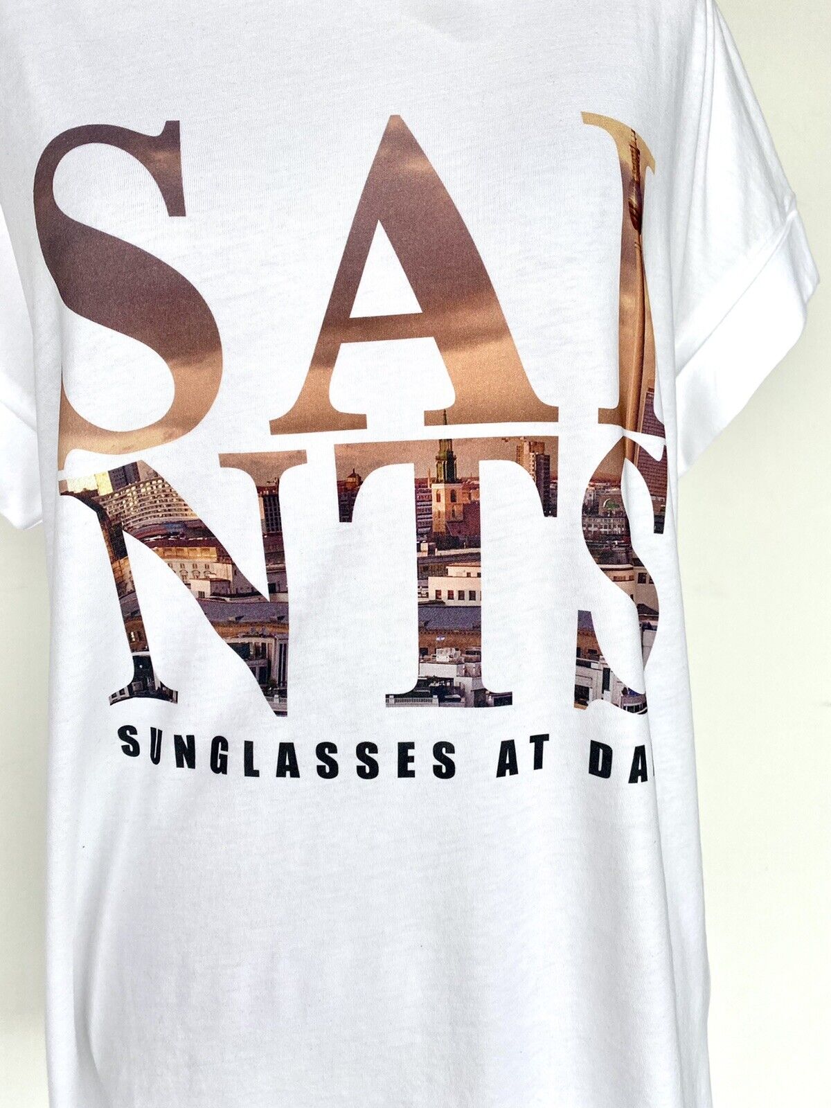 AllSaints City Imogen Boy Tee NWT Price $50 Size XS/S Roll Sleeve White